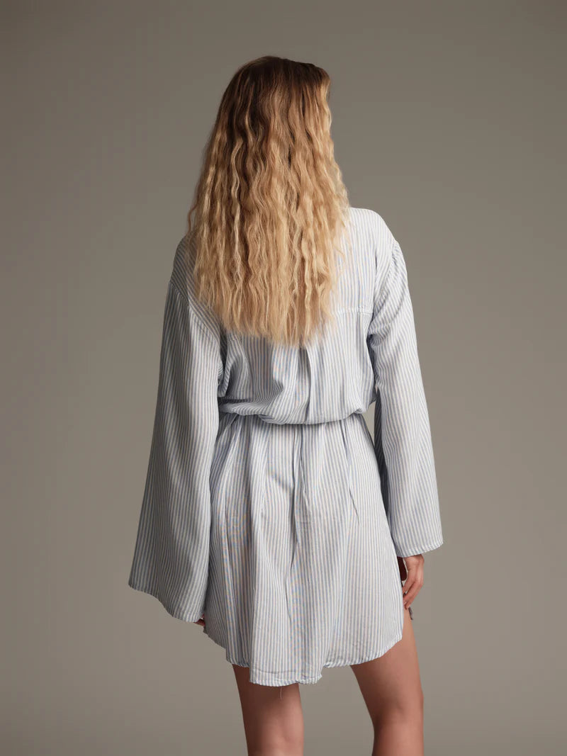 ABITO CAMICIA A RIGHE CON CINTURA IN CORDA COTAZUR