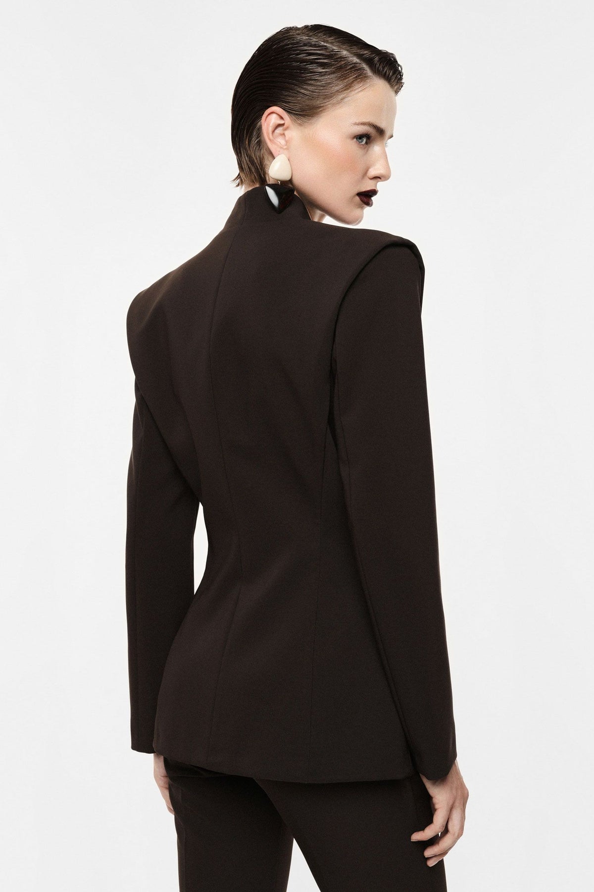 BLAZER MONOPETTO MORO CON SPALLE STRUTTURATE E COLLO RIALZATO IMPERIAL