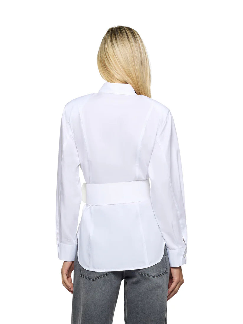 CAMICIA CON CINTURA RICOPERTA E MAXI FIBBIA IN POPELINE SIMONA CORSELLINI