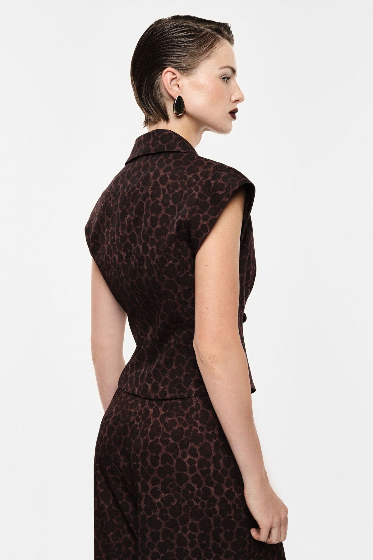 GILET DOPPIOPETTO STAMPA ANIMALIER SPALLE STRUTTURATE IMPERIAL