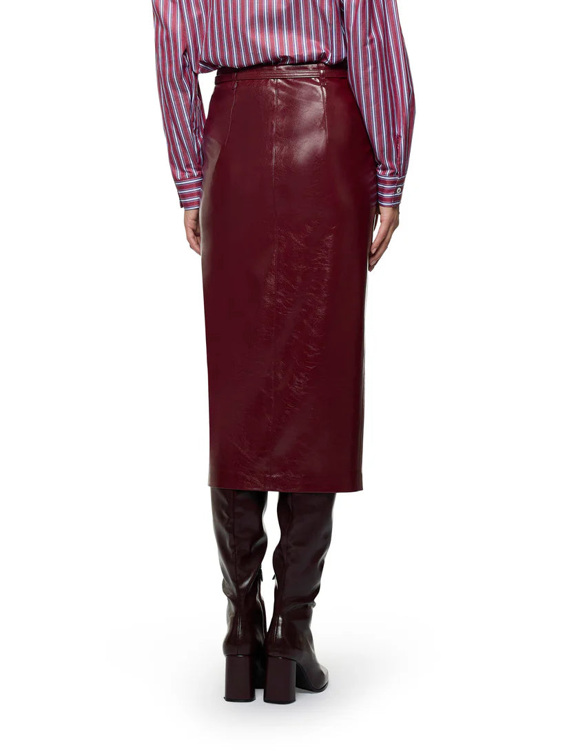 GONNA PENCIL CON SPACCO E CINTURA RICOPERTA IN ECOPELLE LUCIDA SIMONA CORSELLINI