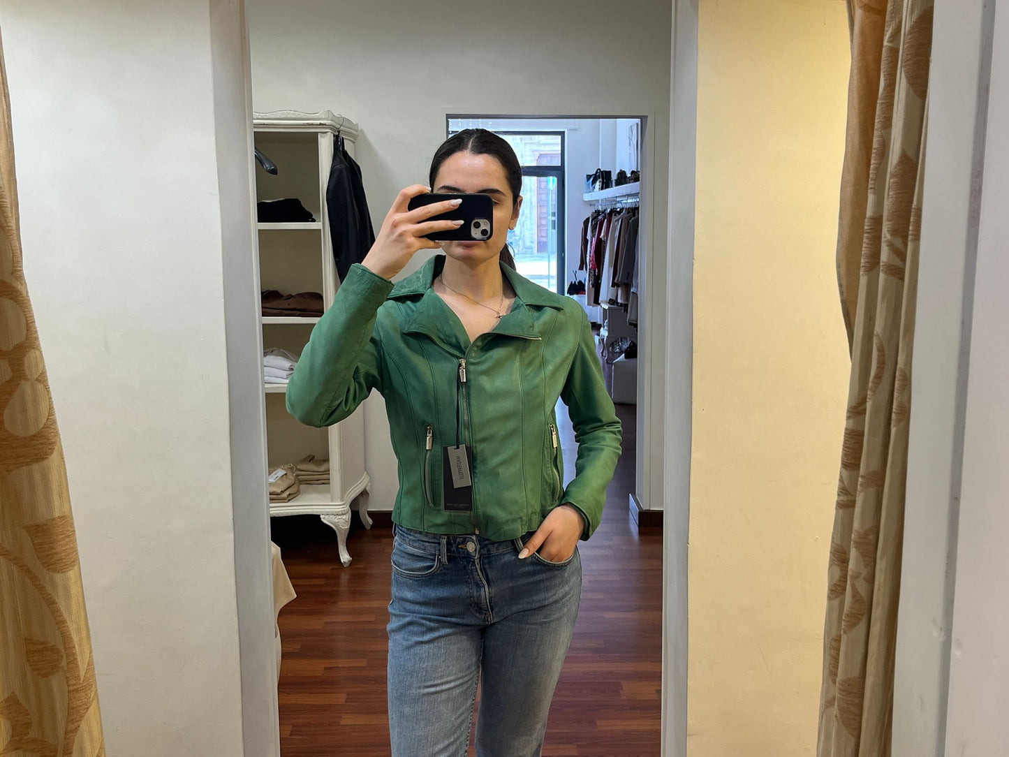 GIUBBOTTO IN PELLE VERDE MASTERPELLE