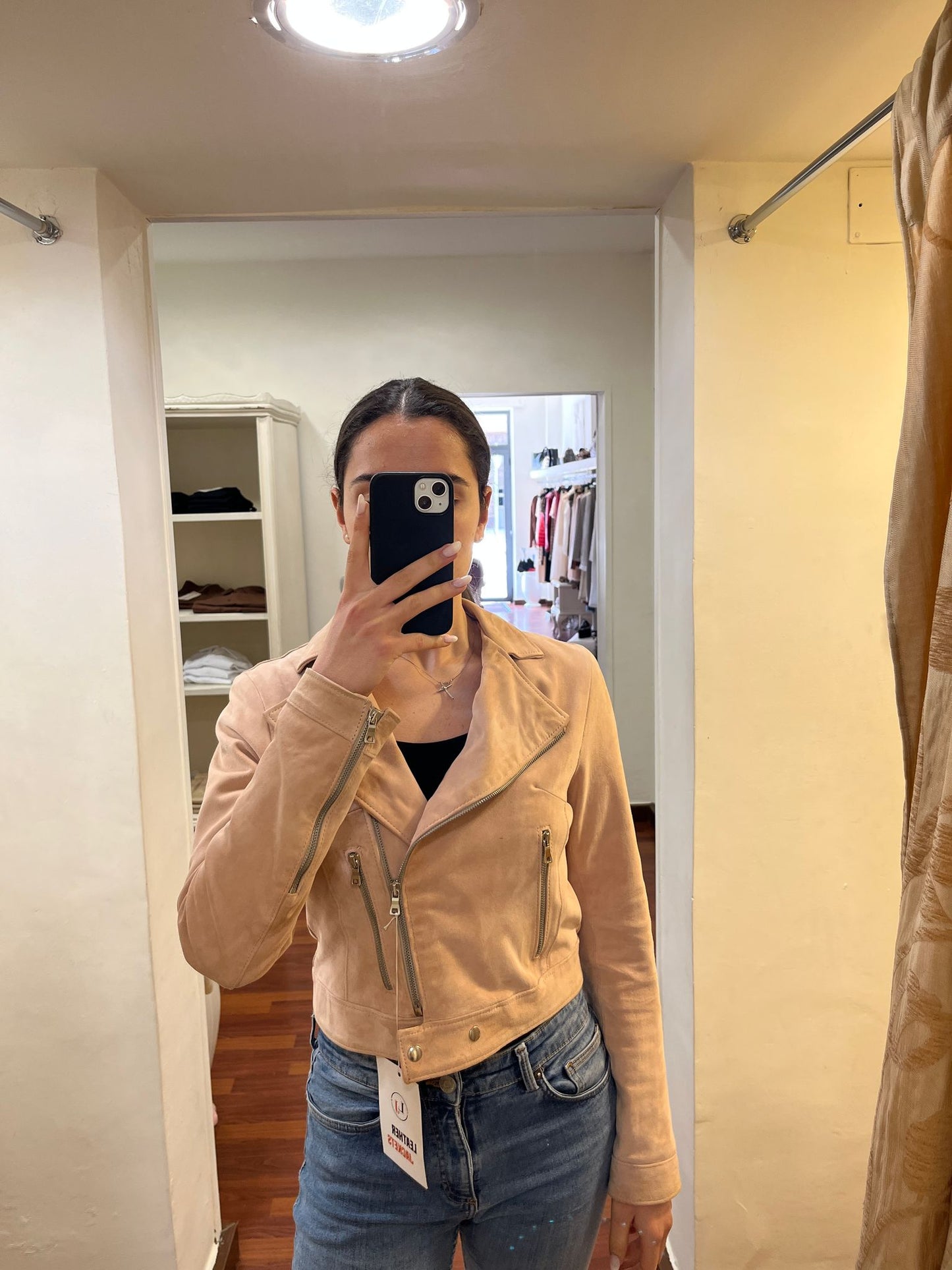 GIUBBOTTO SCAMOSCIATO ROSA LINEA PELLE