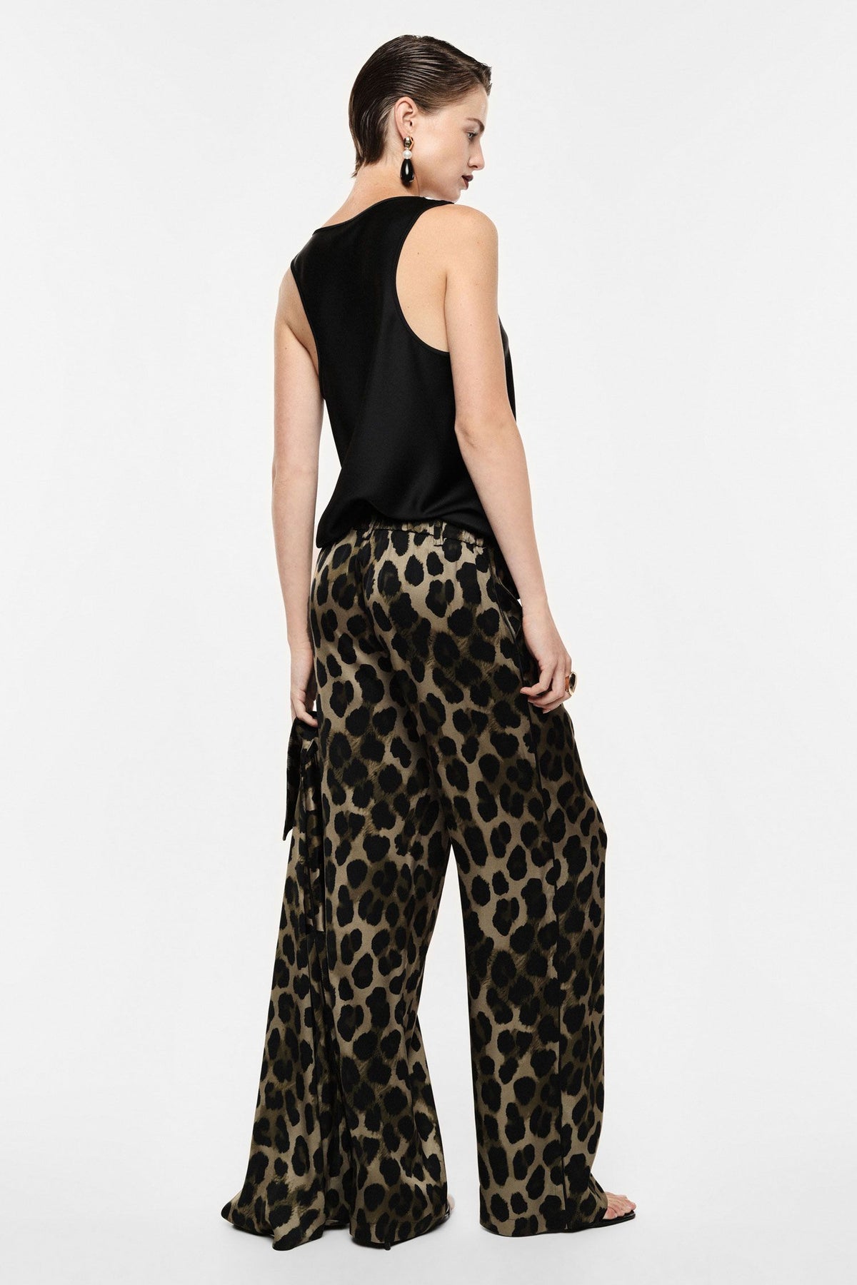 PANTALONI PALAZZO STAMPA ANIMALIER VITA ALTA IMPERIAL