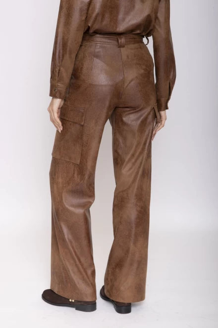 PANTALONE CARGO SUEDE COGNAC MOKI-B