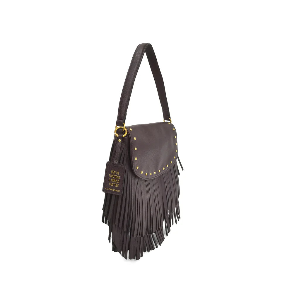 TRACOLLA PICCOLA FRINGE MINI HOBO COLORE TESTA DI MORO LE PANDORINE