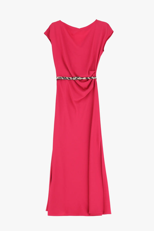 ABITO LUNGO SCLLO BARCA CINTURA ANIMALIER MPERIAL