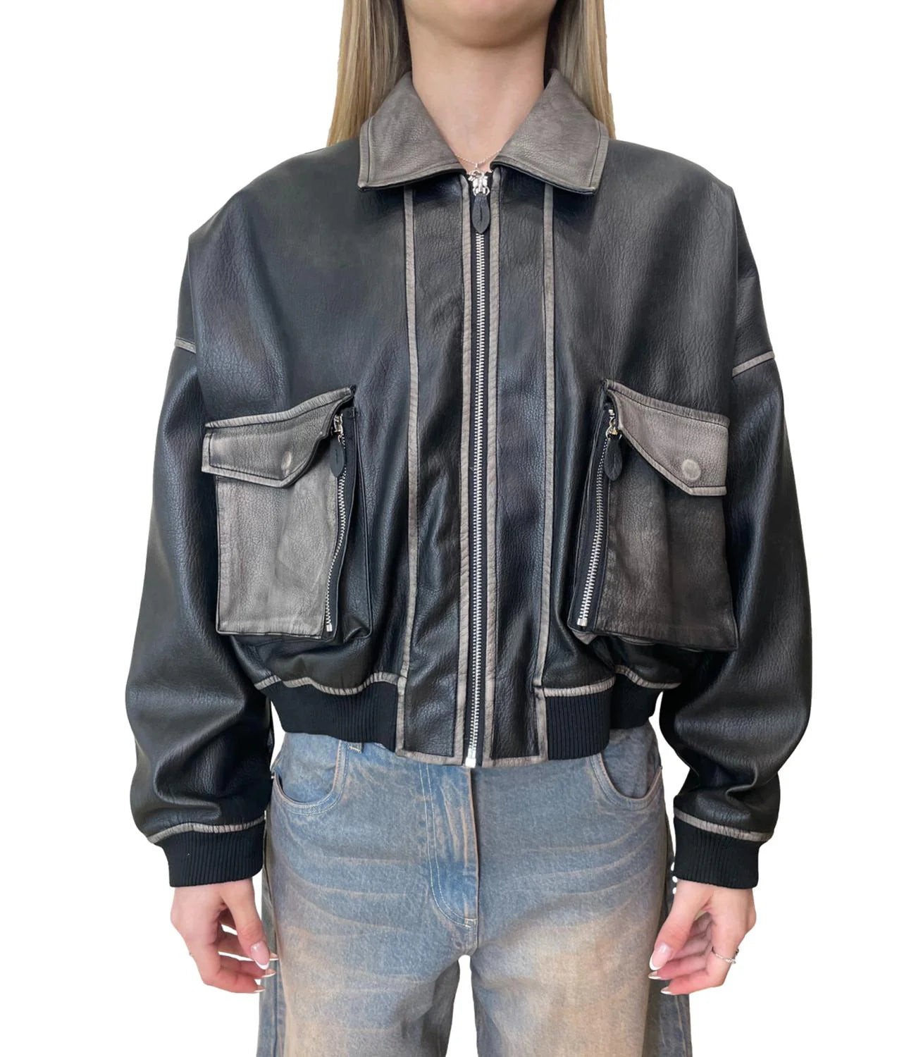 BOMBER NERO ECOPELLE MOTEL