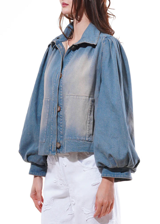 BOMBER DI JEANS MANICA A PALLONCINO MOTEL