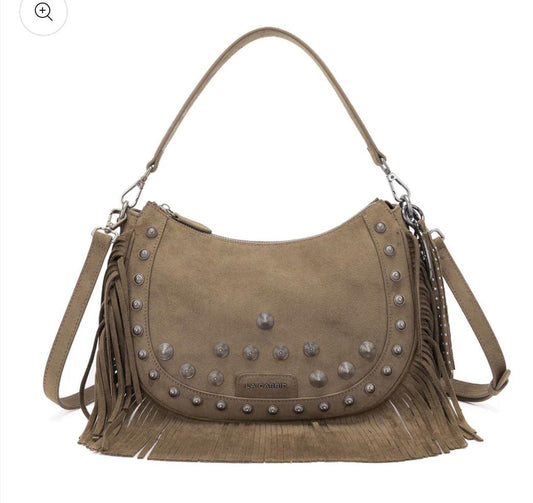BORSA A SPALLA SHOULDER SUEDE GREEN LE CARRIE