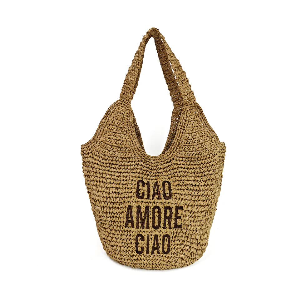 BORSA A SPALLA LUCE IN RAFIA LE PANDORINE