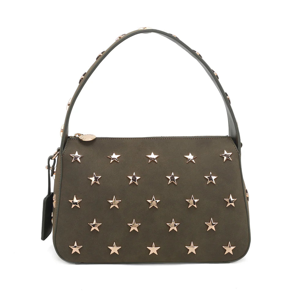 BORSA A SPALLA ELENA COLORE VERDE MILITARE LE PANDORINE