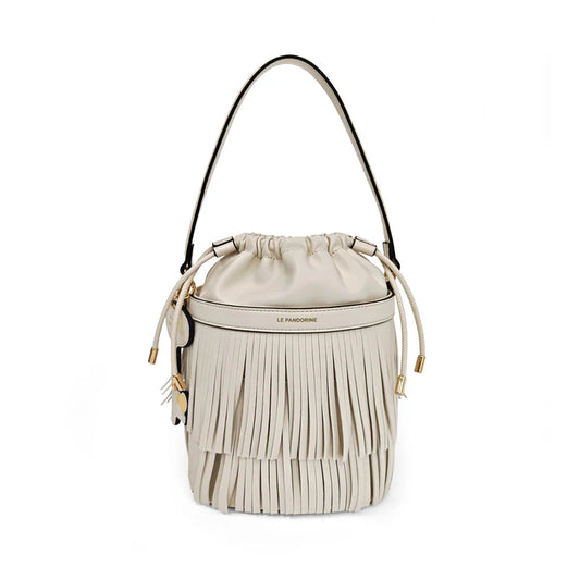 BORSA FRINGE A SECCHIELLO COLORE PANNA LE PANDORINE