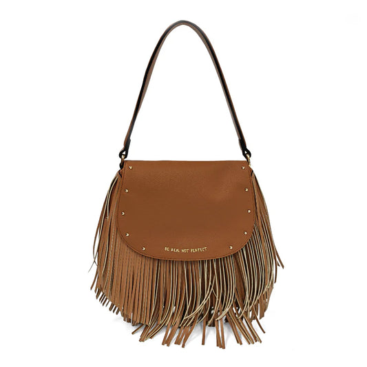 BORSA FRINGE A SPALA CON FRANGE COLORE NATURALE LE PANDORINE