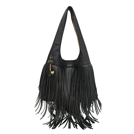 BORSA FRINGE A SPALLA COLORE NERO LE PANDORINE