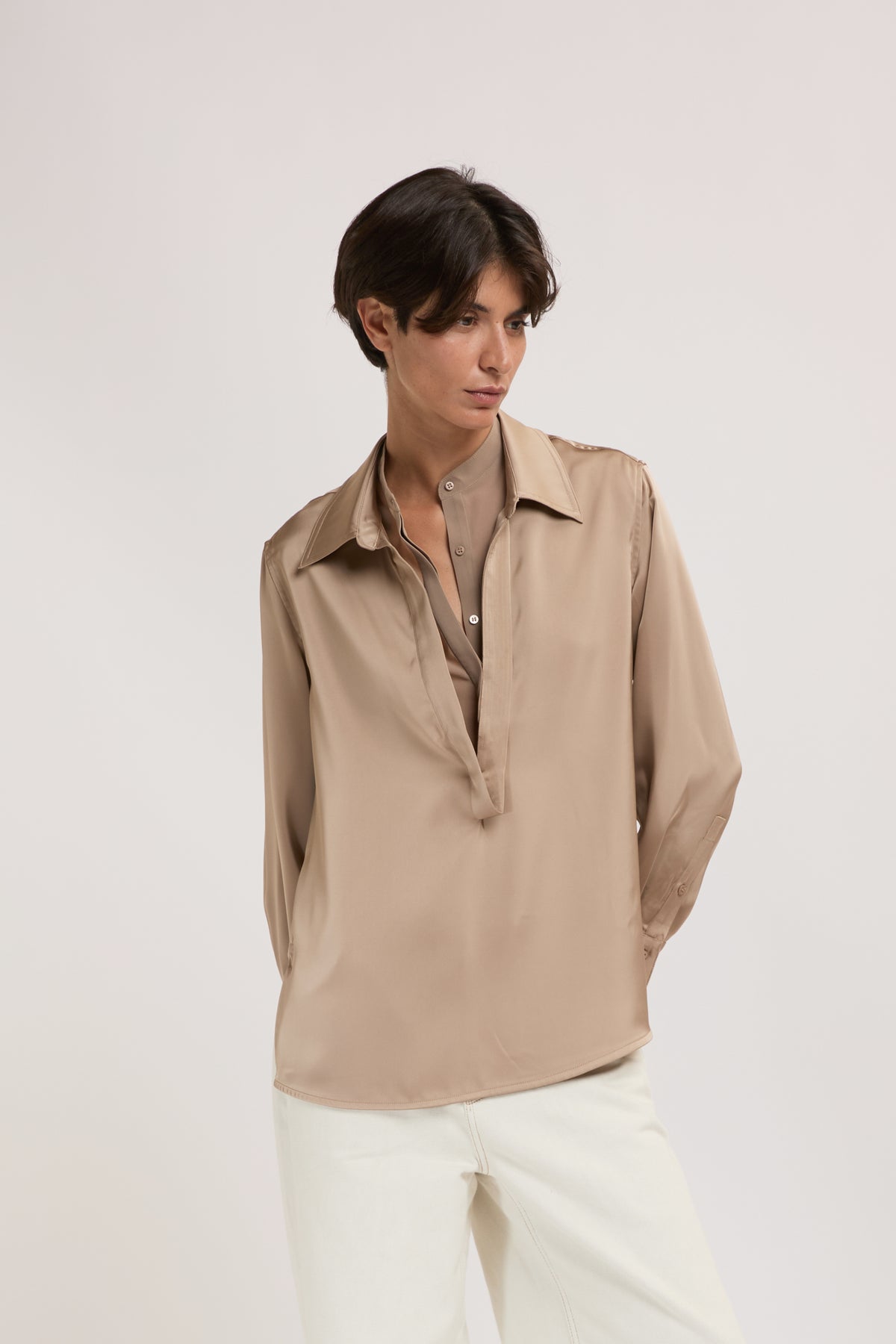 CAMICIA BEIGE RASO ELEH