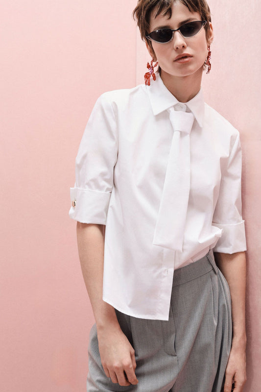 CAMICIA CON MANICHE RISVOLTATE E CRAVATTA APPLICATA IMPERIAL