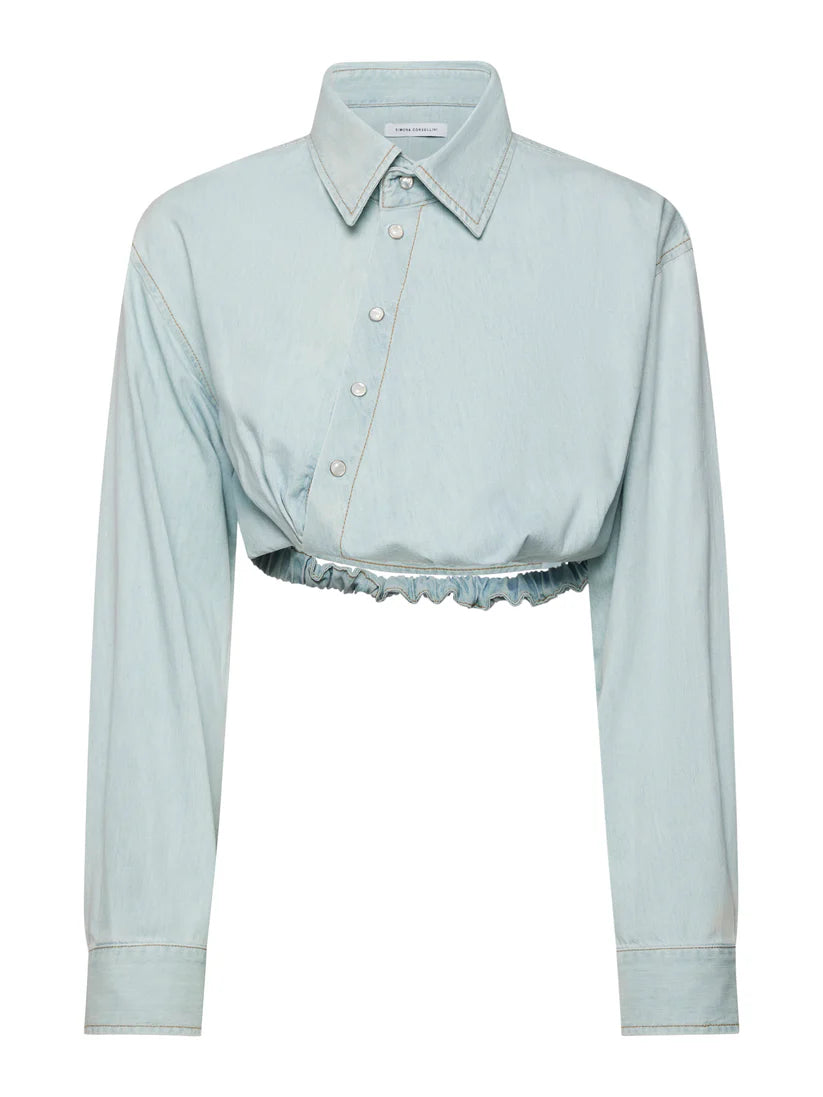 CAMICIA CROPPED IN DENIM TENCEL CON DETTAGLIO PINCE FRONTALE SIMONA CORSELLINI