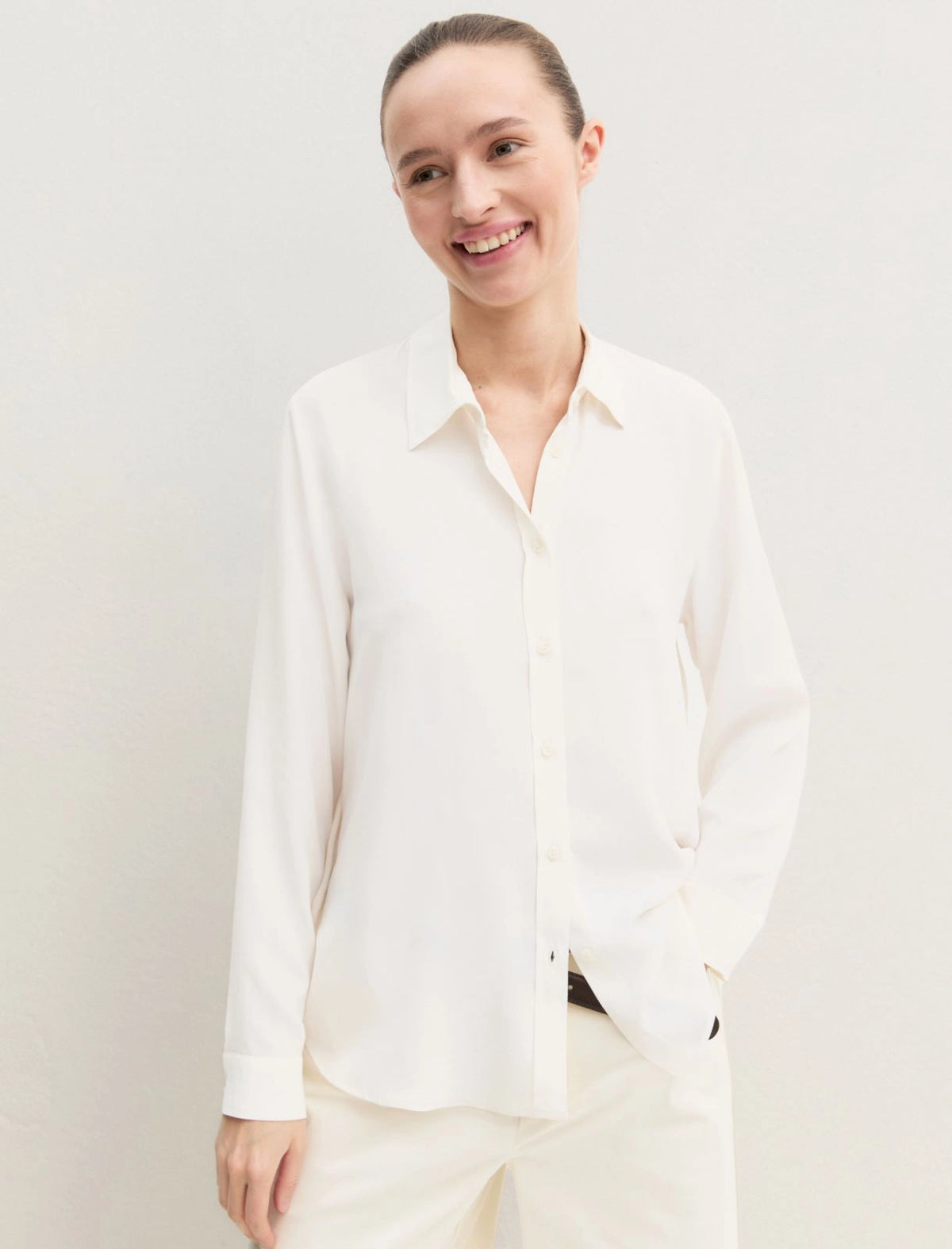 CAMICIA DRITTA MISTO SETA BIANCA EMME