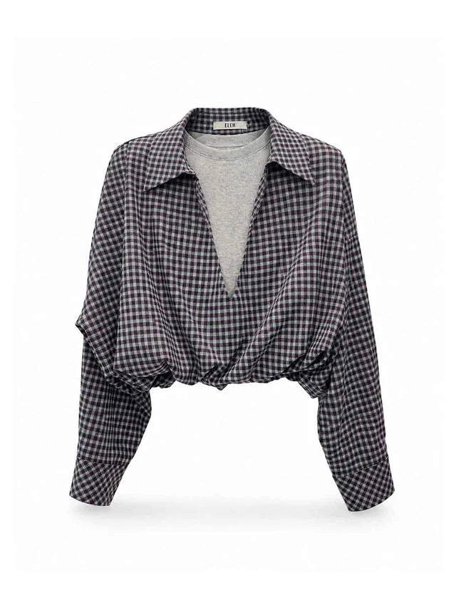 CAMICIA MARRONE A QUADRI CON CANOTTA ELEH