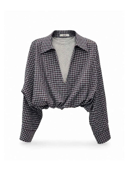 CAMICIA MARRONE A QUADRI CON CANOTTA ELEH