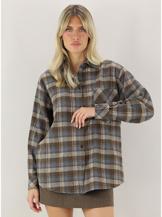 CAMICIA SCOZZESE MARRONE ELEH