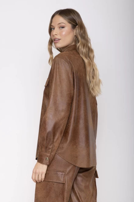 CAMICIA SUEDE COGNAC MOKI-B