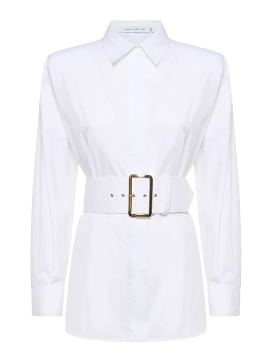 CAMICIA CON CINTURA RICOPERTA E MAXI FIBBIA IN POPELINE SIMONA CORSELLINI