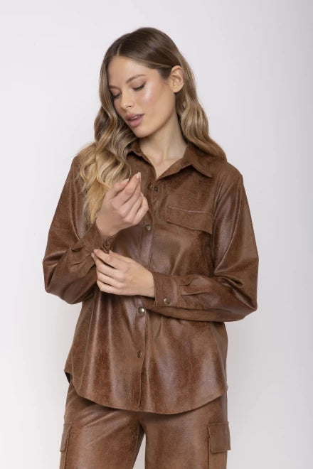 CAMICIA SUEDE COGNAC MOKI-B