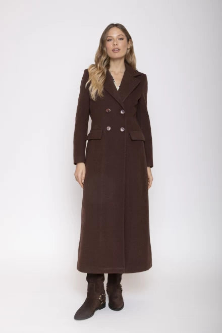 CAPPOTTO LUNGO DOPPIO PETTO CIOCCOLATO MOKI-B