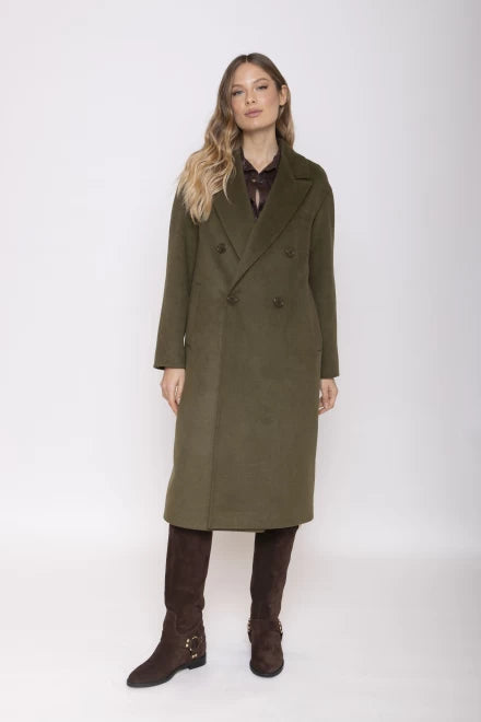 CAPPOTTO LUNGO DOPPIO PETTO MILITARE MOKI-B