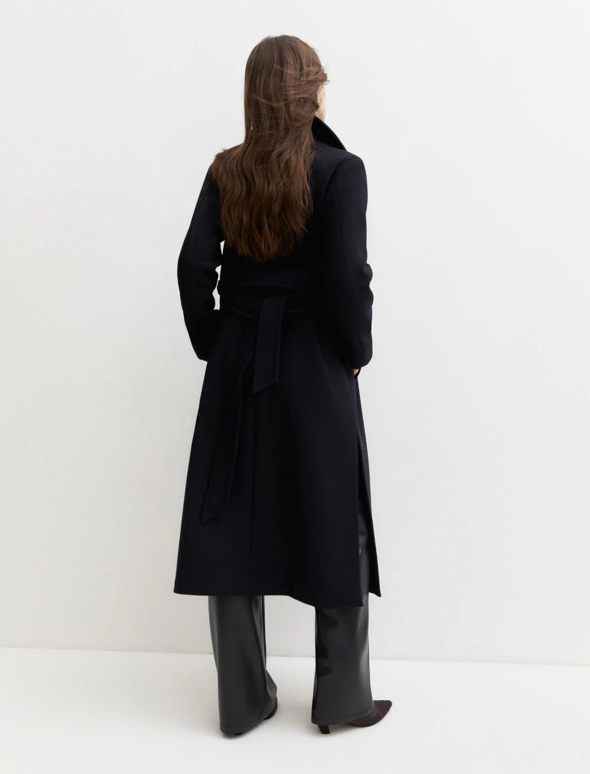 CAPPOTTO IN DOUBLE CON CINTURA NERO EMME
