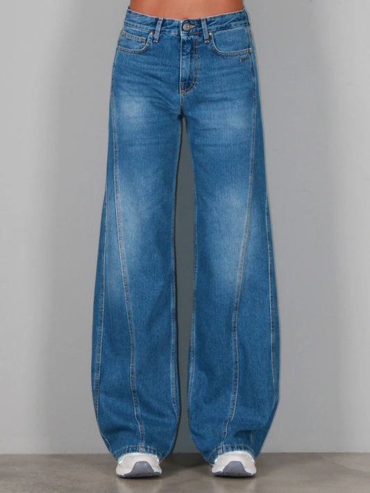 JEANS PALAZZO FIT  EFFETTO BIKER BERNA