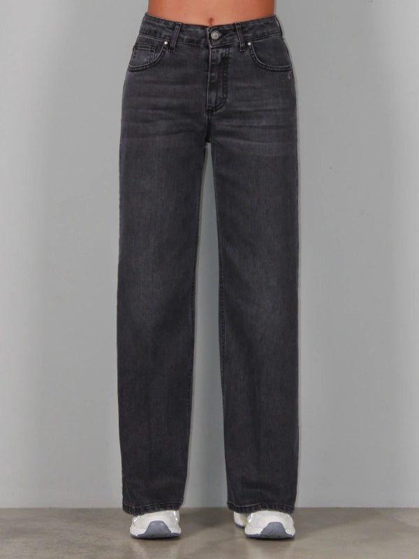 JEANS PALAZZO FIT LAVAGGIO NERO BERNA