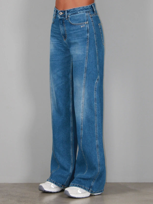 JEANS PALAZZO FIT  EFFETTO BIKER BERNA