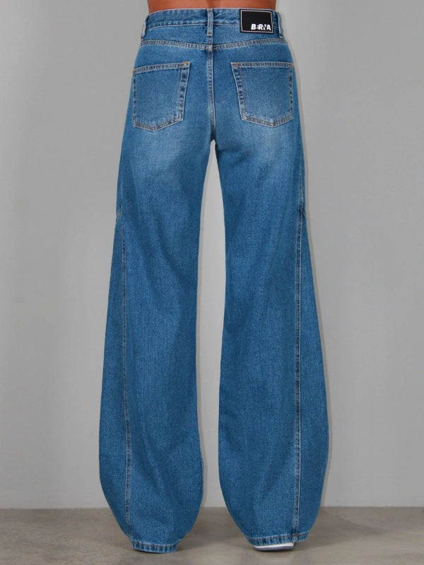 JEANS PALAZZO FIT  EFFETTO BIKER BERNA
