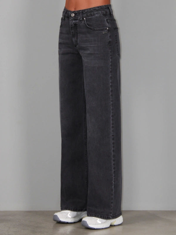 JEANS PALAZZO FIT LAVAGGIO NERO BERNA