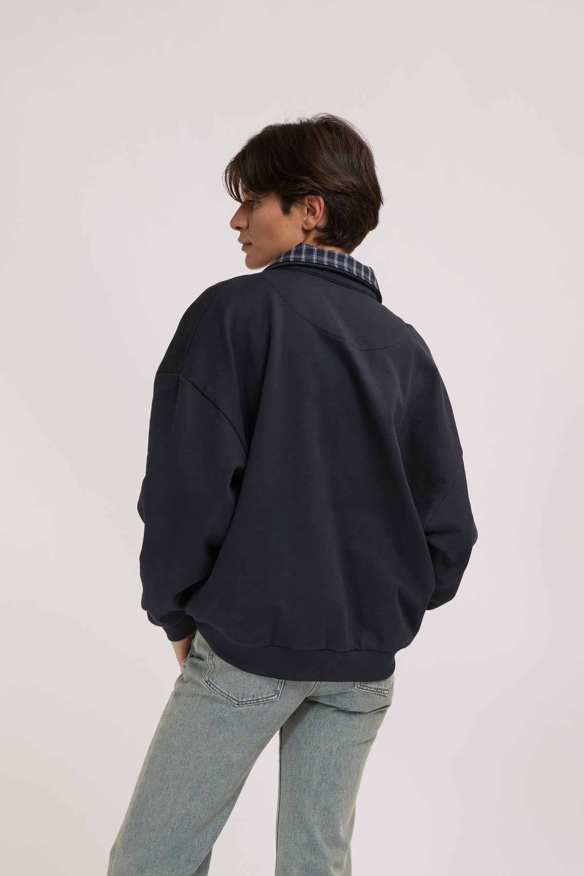 FELPA CON COLLETTO CAMICIA BLU ELEH