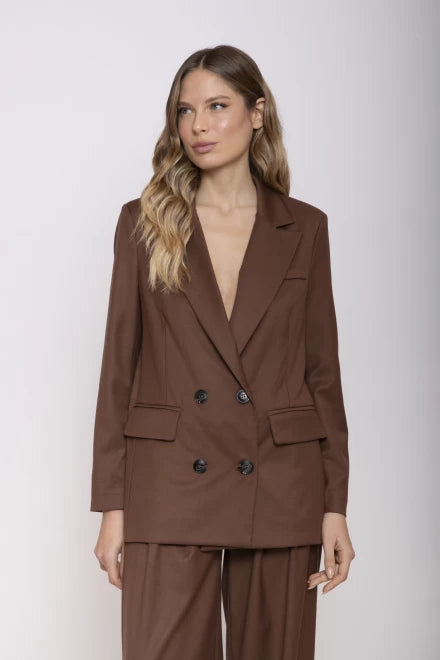 GIACCA DOPPIO PETTO CANVAS MARRONE MOKI-B