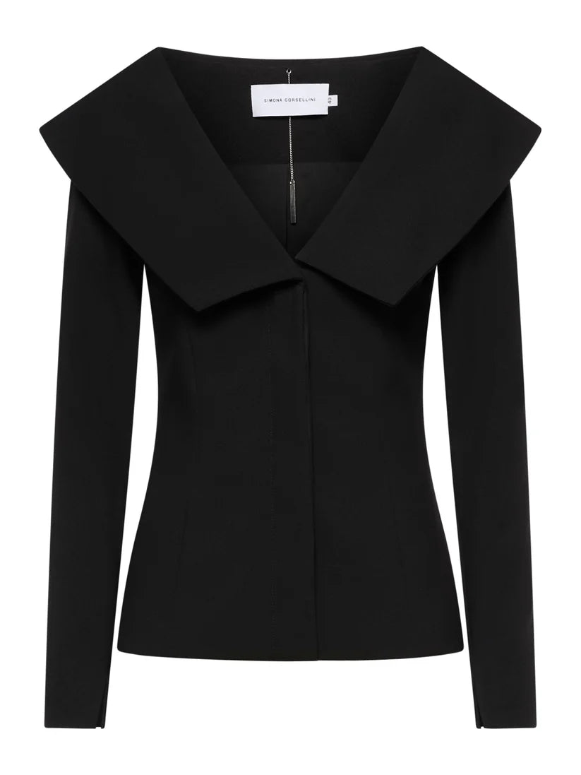 GIACCA DAL DETTAGLIO ADERENTE IN GOLDEN CREPE CON COLLO OVERSIZE SIMONA CORSELLINI