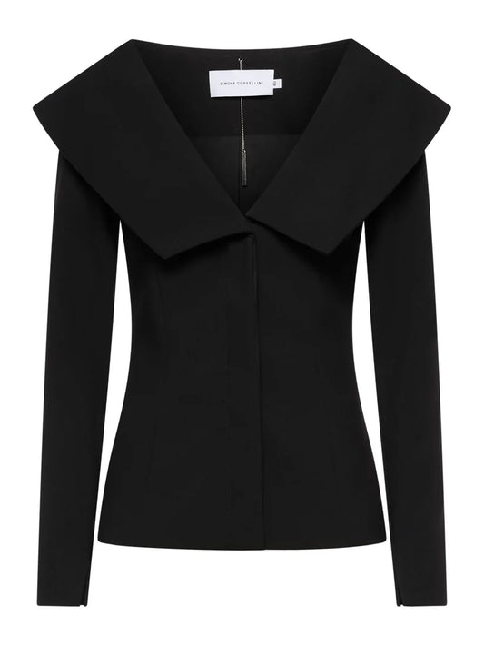 GIACCA DAL DETTAGLIO ADERENTE IN GOLDEN CREPE CON COLLO OVERSIZE SIMONA CORSELLINI