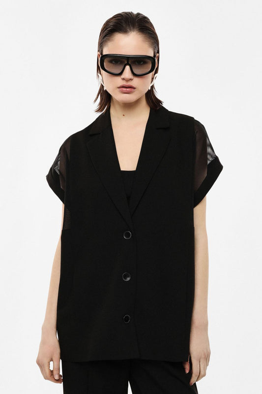 GILET AMPIO CON SPALLE IN RETE IMPERIAL
