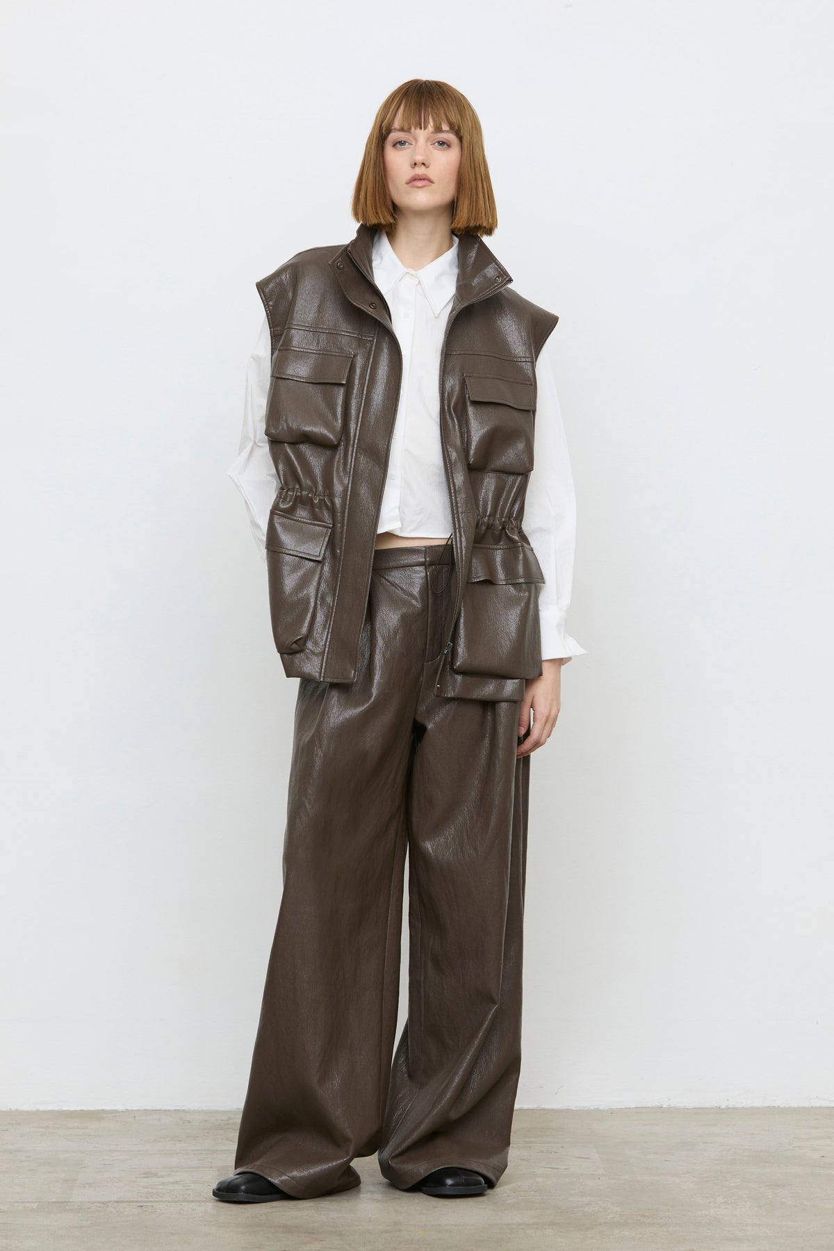 GILET ECOPELLE MARRONE ELEH