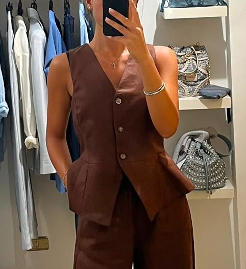 GILET MARRONE LINO MOTEL