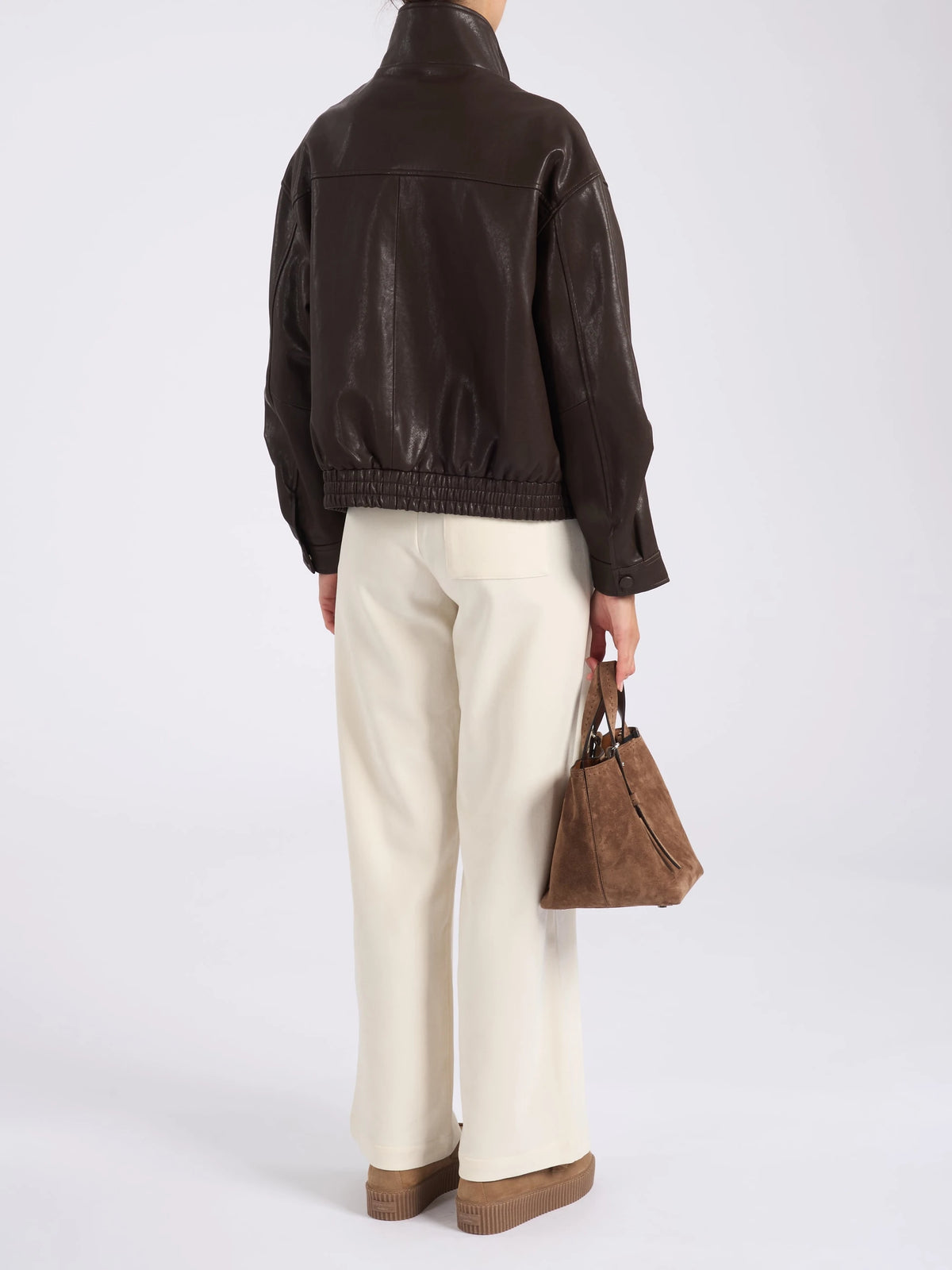 JACKET BROWN FAUX LEATHER ELEH