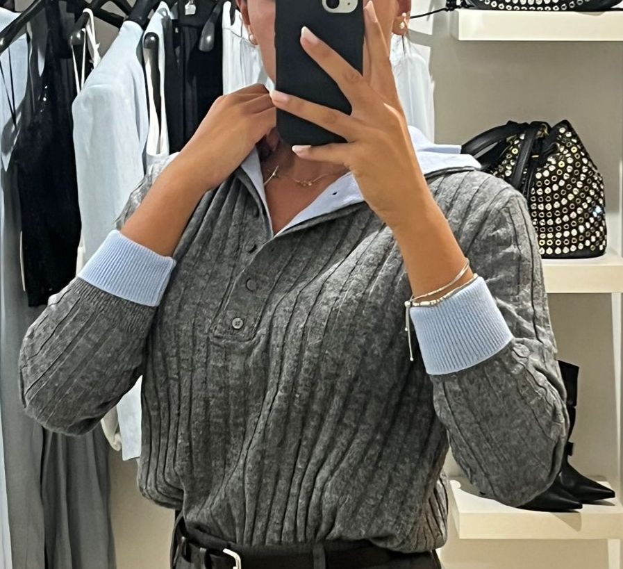 MAGLIA DOPPIA GRIGIO E CELESTE ELEH