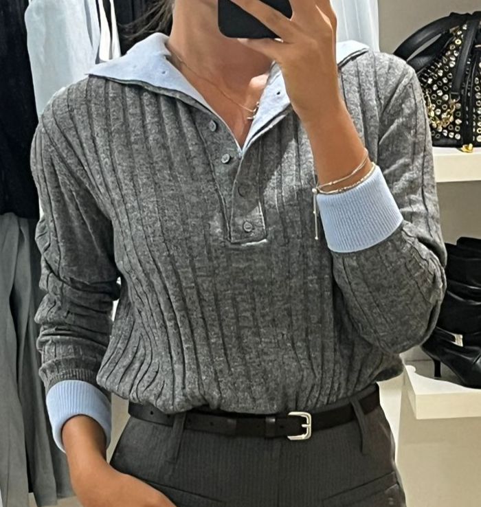 MAGLIA DOPPIA GRIGIO E CELESTE ELEH