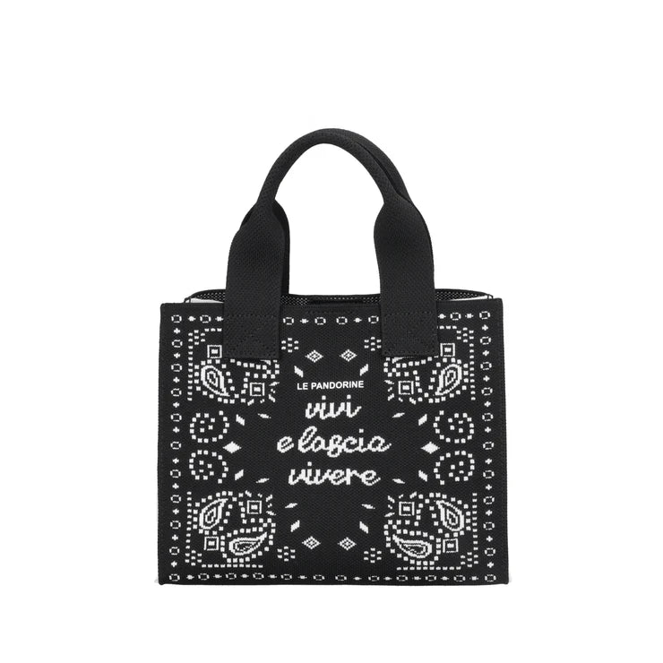 MINI BAG JACKIE IN TELA COLORE BIANCO/NERO LE PANDORINE