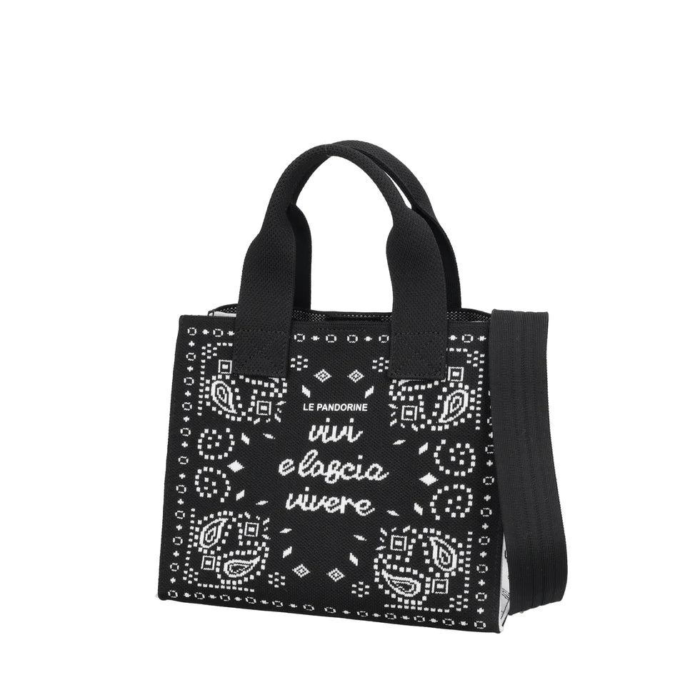 MINI BAG JACKIE IN TELA COLORE BIANCO/NERO LE PANDORINE