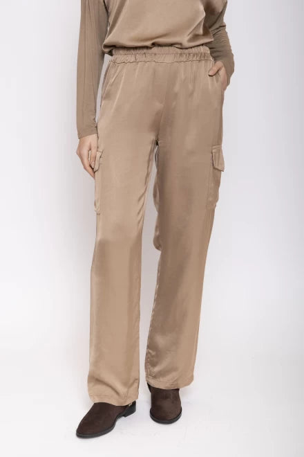 PANTALONE CARGO SATIN SABBIA MOKI-B